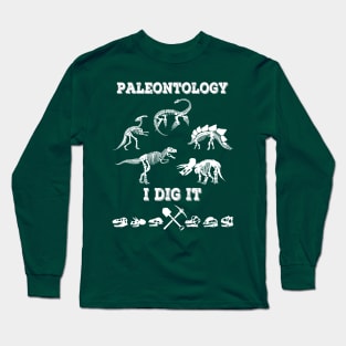 Paleontology I Dig It Dinosaur Fossil Design Long Sleeve T-Shirt